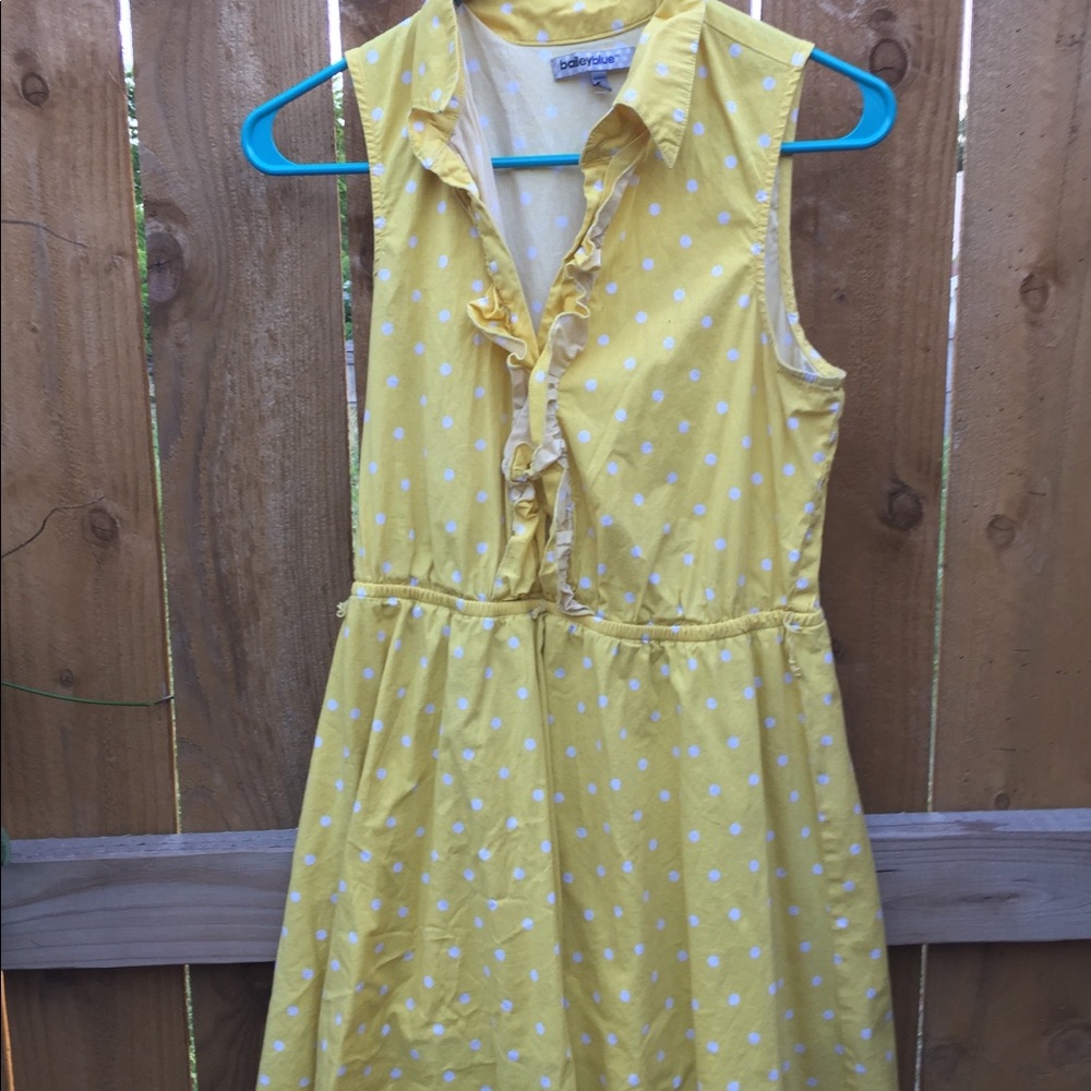 bailey blue Yellow w/ White Polka Dots Large Dress
